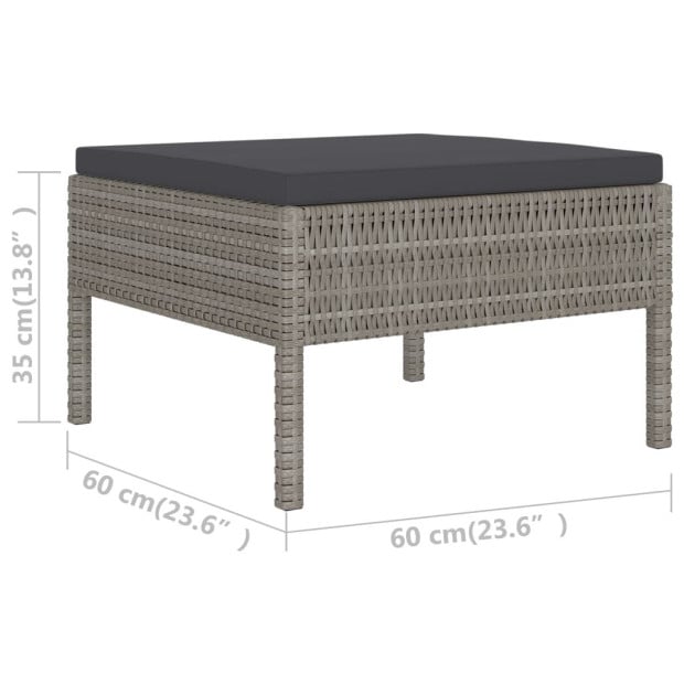6 Piece Lounge Set With Cushions Poly Rattan Grey Image 8