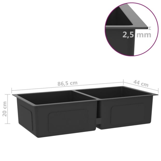 148773  Handmade Kitchen Sink Black Stainless Steel Image 7
