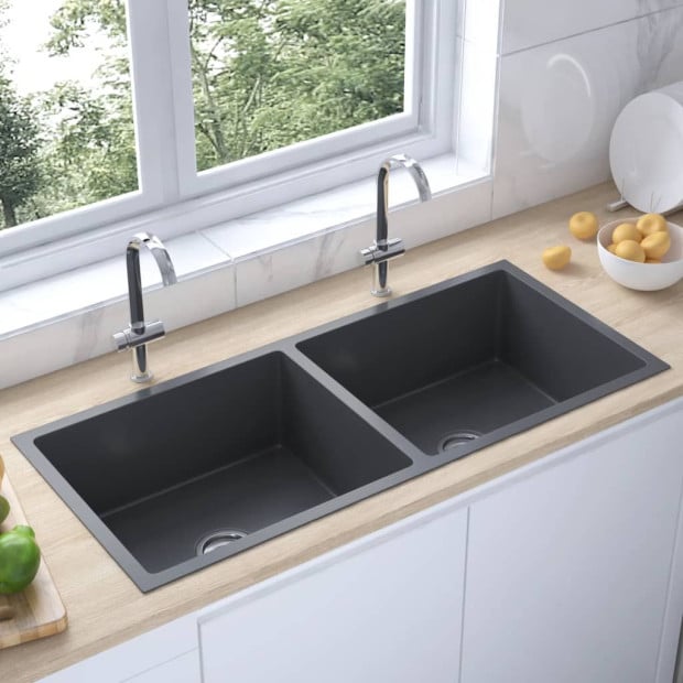 148775 Handmade Kitchen Sink Black Stainless Steel