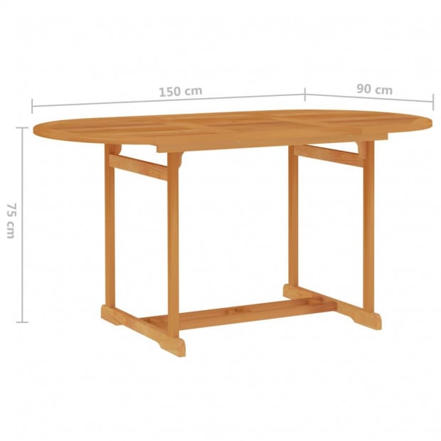 Garden Table 150x90x75 Cm Solid Teak Wood Oblong Image 6