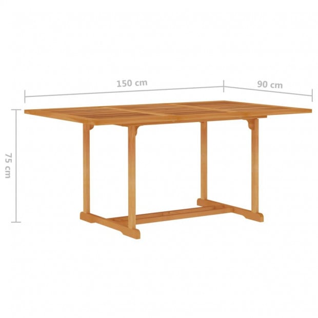Garden Table 150x90x75 Cm Solid Teak Wood Rectangle Image 6