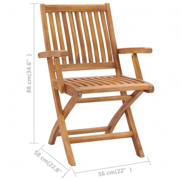 Folding Garden Chairs 2 Pcs Solid Teak Wood Image 8