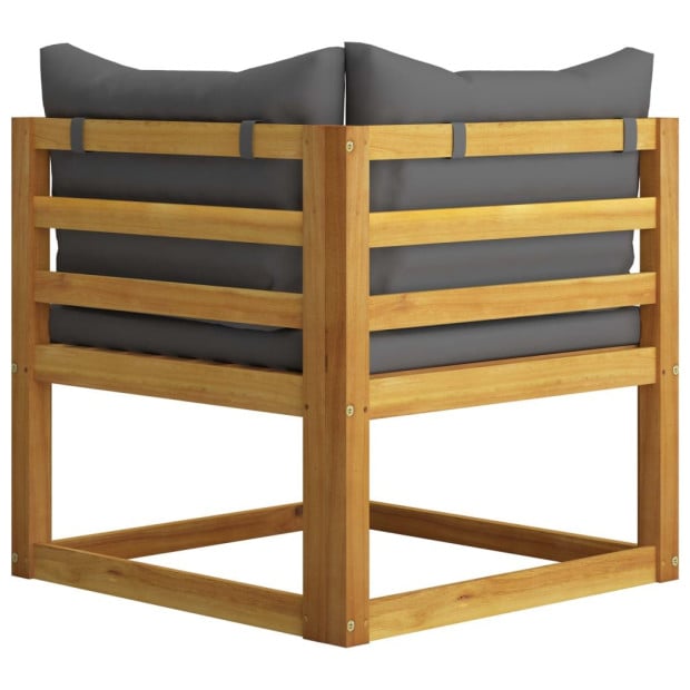 4 Piece Garden Lounge Set w/ Cushion Solid Acacia Wood Grey Image 7