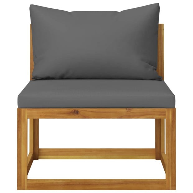 4 Piece Garden Lounge Set w/ Cushion Solid Acacia Wood Grey Image 9