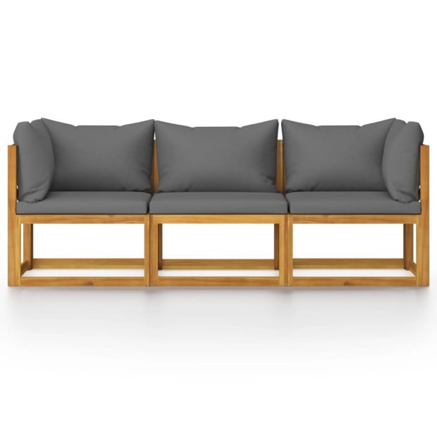 3-seater Garden Sofa With Cushion Solid Acacia Wood Image 3