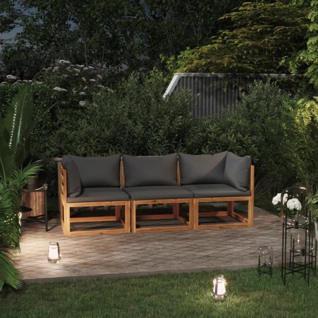 3-seater Garden Sofa With Cushion Solid Acacia Wood Image 2