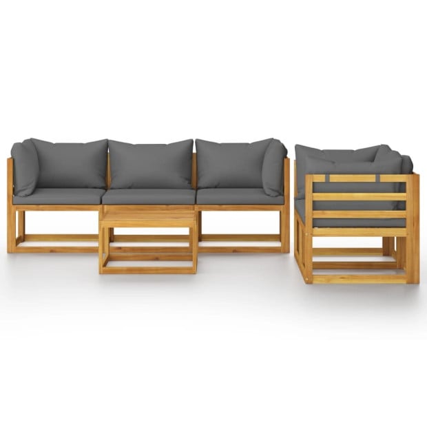 6 Piece Garden Lounge Set With 9 Back Cushions Solid Acacia Wood Image 3