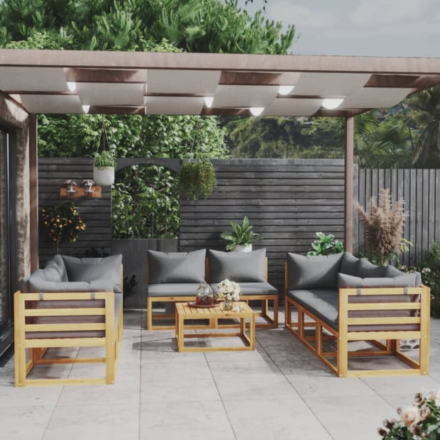 9 Piece Garden Lounge Set With Cushion Solid Acacia Wood Image 2