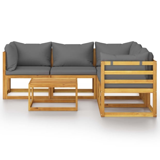 6 Piece Garden Lounge Set With 8 Back Cushions Solid Acacia Wood Image 3
