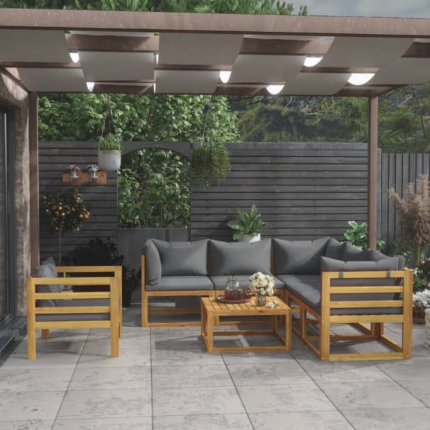 7 Piece Garden Lounge Set With Cushion Solid Acacia Wood Image 2