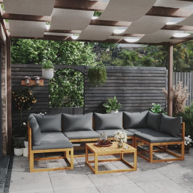 7 Piece Garden Lounge Set With Cushion Solid  Wood Image 2