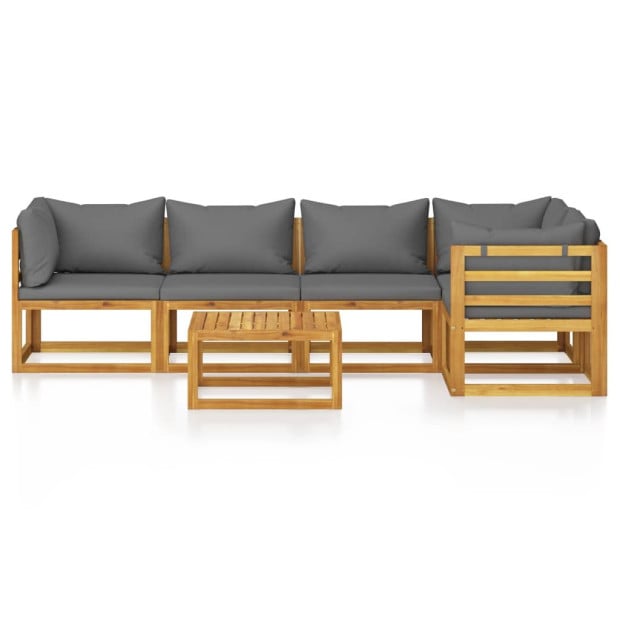 6 Piece Garden Lounge Set With Cushions Solid Wood Image 3