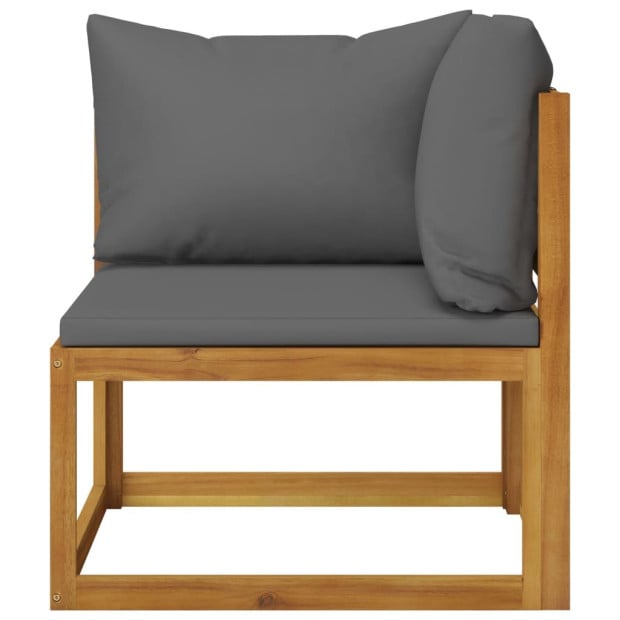 5 Piece Solid Acacia Wood Garden Lounge Set w/ Grey Cushions Image 5