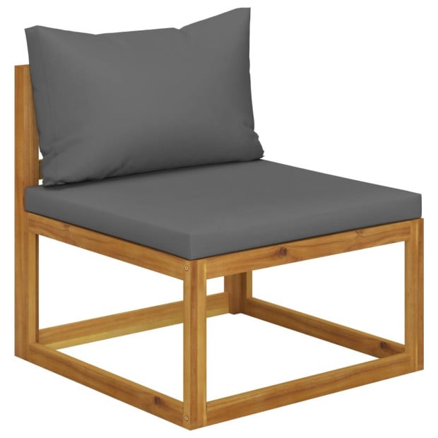 5 Piece Solid Acacia Wood Garden Lounge Set w/ Grey Cushions Image 8