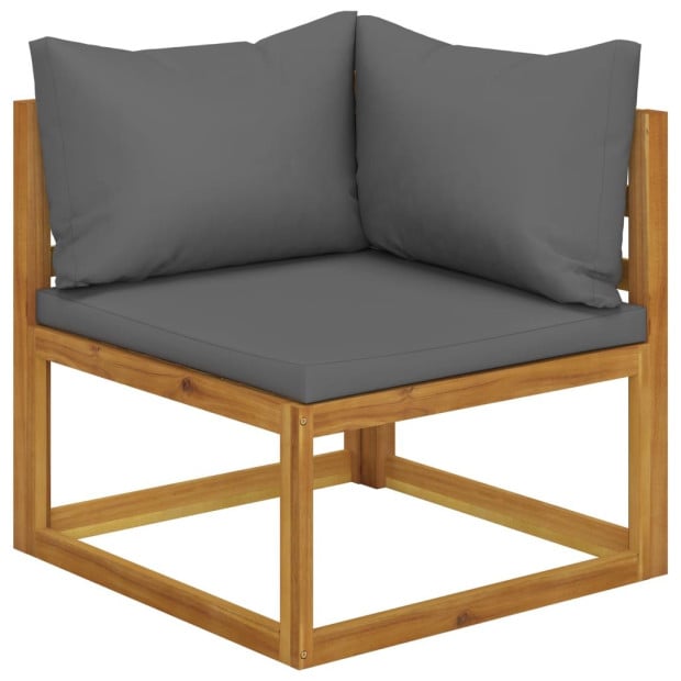 7 Piece Solid Acacia Wood Garden Lounge Set w/ Grey Cushions Image 4