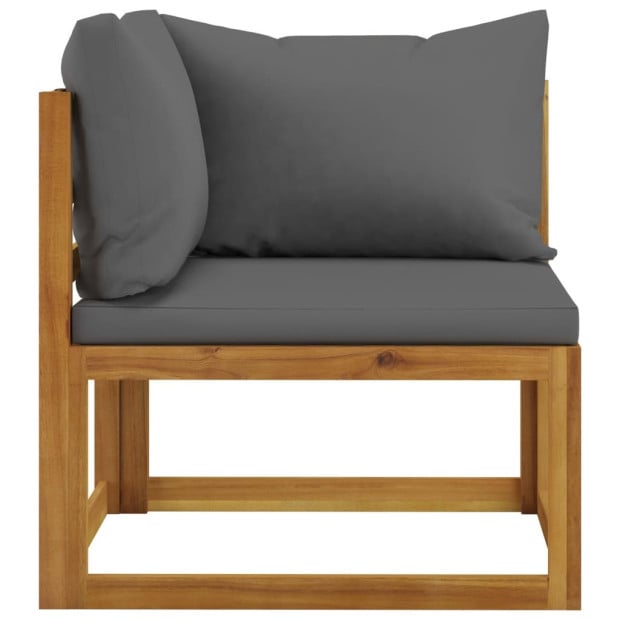 7 Piece Solid Acacia Wood Garden Lounge Set w/ Grey Cushions Image 5