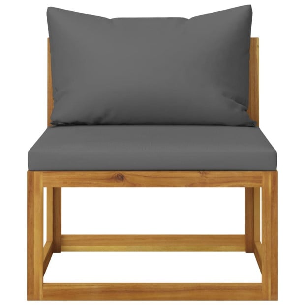 7 Piece Solid Acacia Wood Garden Lounge Set w/ Grey Cushions Image 7