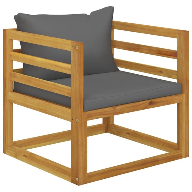 7 Piece Solid Acacia Wood Garden Lounge Set w/ Grey Cushions Image 10