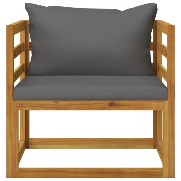 7 Piece Solid Acacia Wood Garden Lounge Set w/ Grey Cushions Image 11