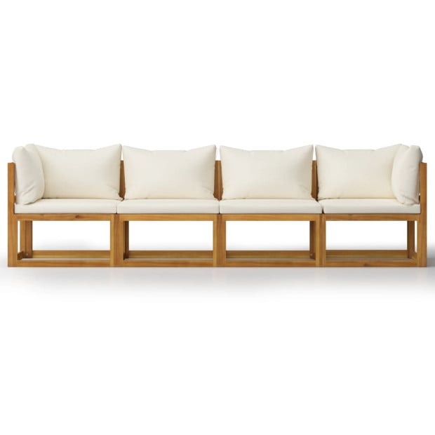 4-seater Garden Sofa With Cushion Cream Solid Acacia Wood Image 3