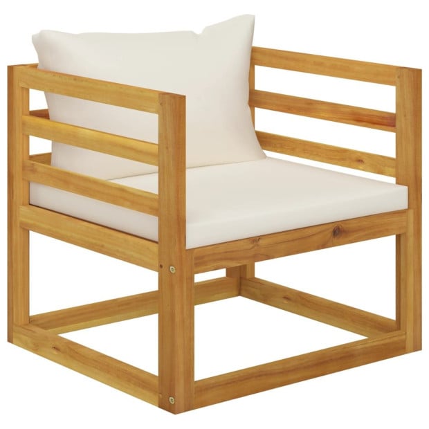 5 Piece Garden Lounge Set With Cushion Cream Solid Wood Image 8