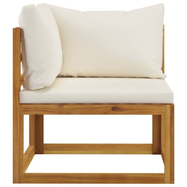 8 Piece Garden Lounge Set With Cushion Cream Solid Wood - 2 x Middle sofa Image 5