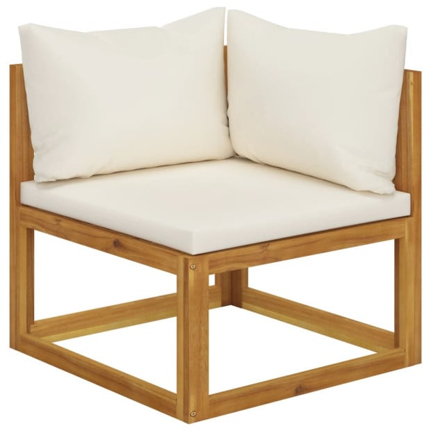 8 Piece Garden Lounge Set With Cushion Cream Solid Wood - 3 x Middle sofa Image 4