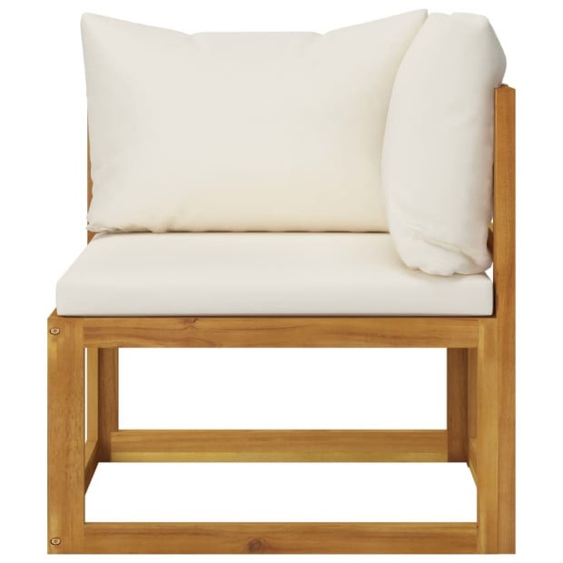 8 Piece Garden Lounge Set With Cushion Cream Solid Wood - 3 x Middle sofa Image 5