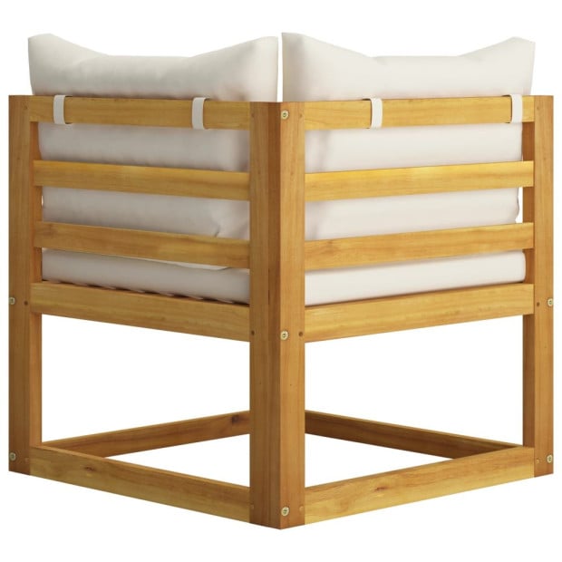 8 Piece Garden Lounge Set With Cushion Cream Solid Wood - 3 x Middle sofa Image 7