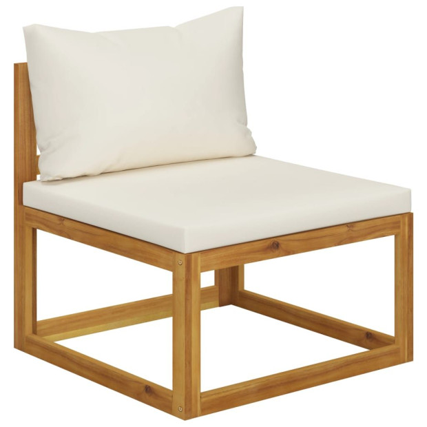 8 Piece Garden Lounge Set With Cushion Cream Solid Wood - 3 x Middle sofa Image 8