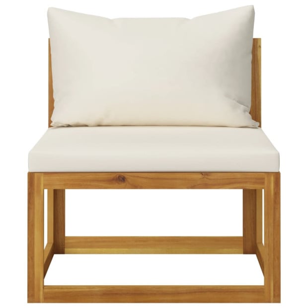 8 Piece Garden Lounge Set With Cushion Cream Solid Wood - 3 x Middle sofa Image 9