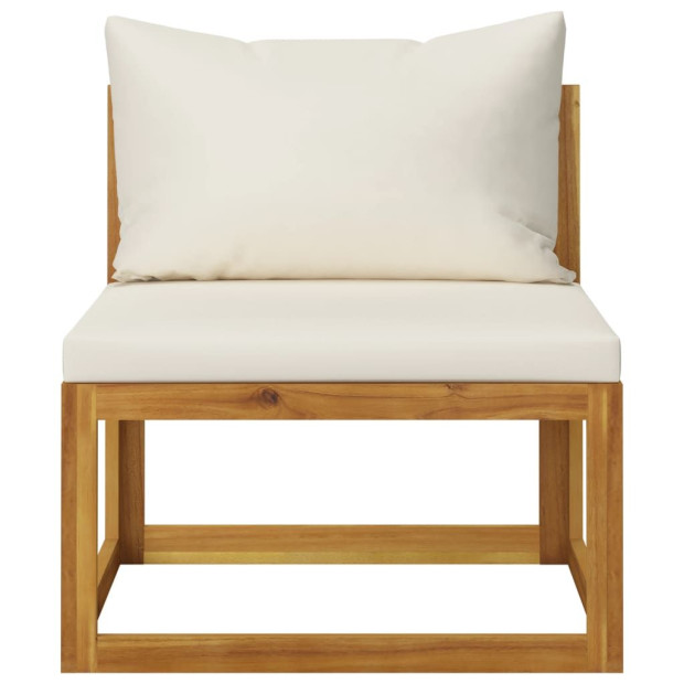 5pc Garden Lounge Set With Cushion Cream Solid Acacia Wood Image 9