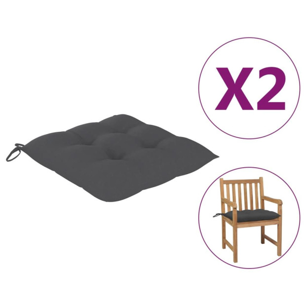 Chair Cushions 2 Pcs Anthracite 50x50x7 Cm Fabric