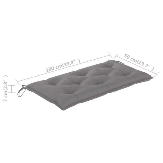Garden Bench Cushion Grey 100x50x7 Cm Fabric Image 5