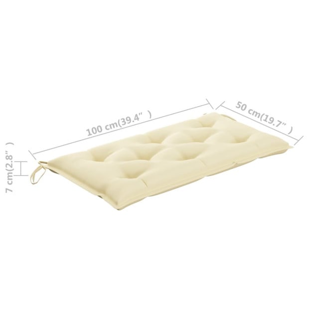 Garden Bench Cushion Cream White 100x50x7 Cm Fabric Image 5