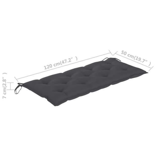 Garden Bench Cushion Anthracite 120x50x7 Cm Fabric Image 5