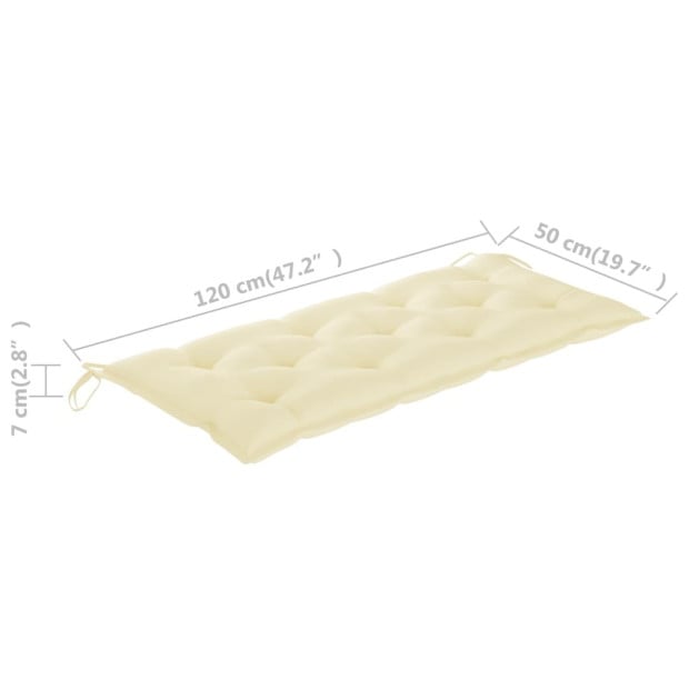 Garden Bench Cushion Cream White 120x50x7 Cm Fabric Image 5