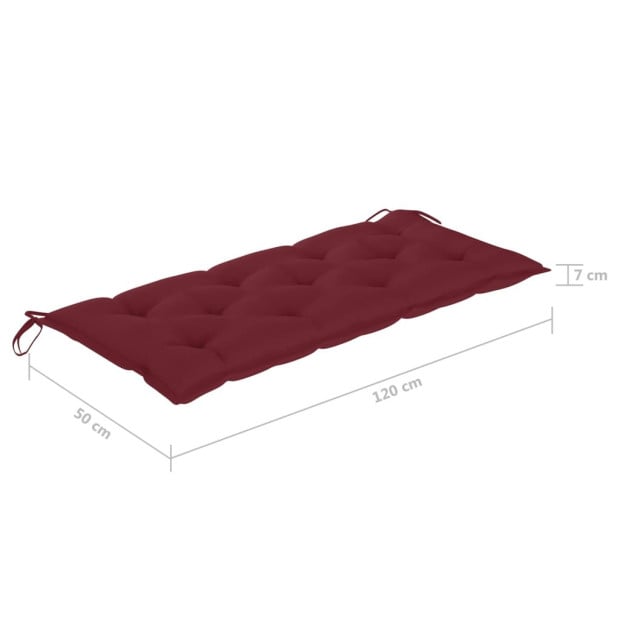 Garden Bench Cushion Wine Red 120x50x7 Cm Fabric Image 5