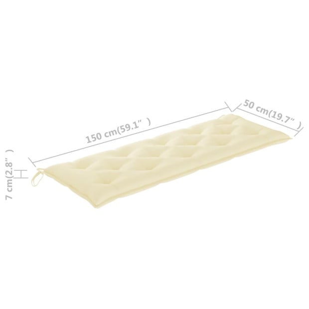 Garden Bench Cushion Cream White 150x50x7 Cm Fabric Image 5