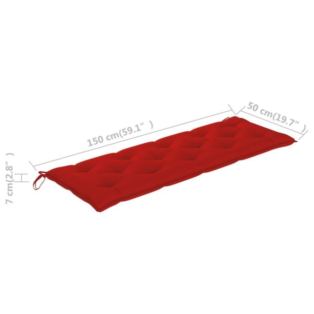 Garden Bench Cushion Red 150x50x7 Cm Fabric Image 5