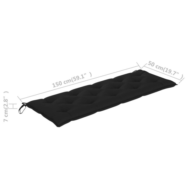 Garden Bench Cushion Black 150x50x7 Cm Fabric Image 5