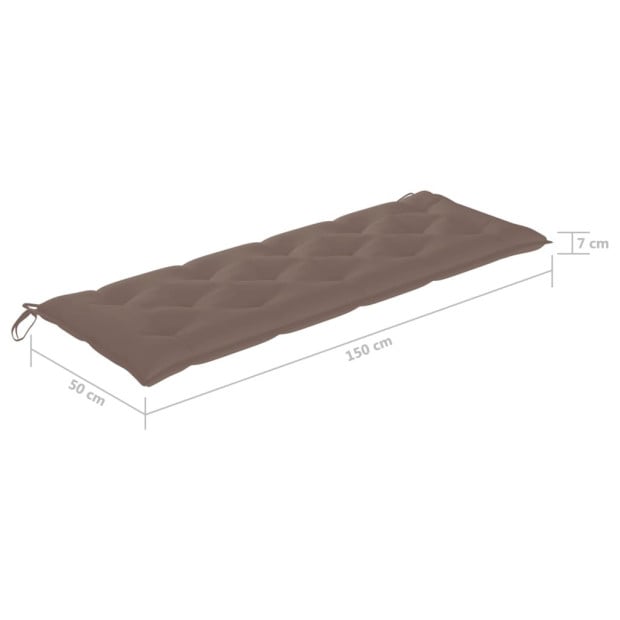 Garden Bench Cushion Taupe 150x50x7 Cm Fabric Image 5