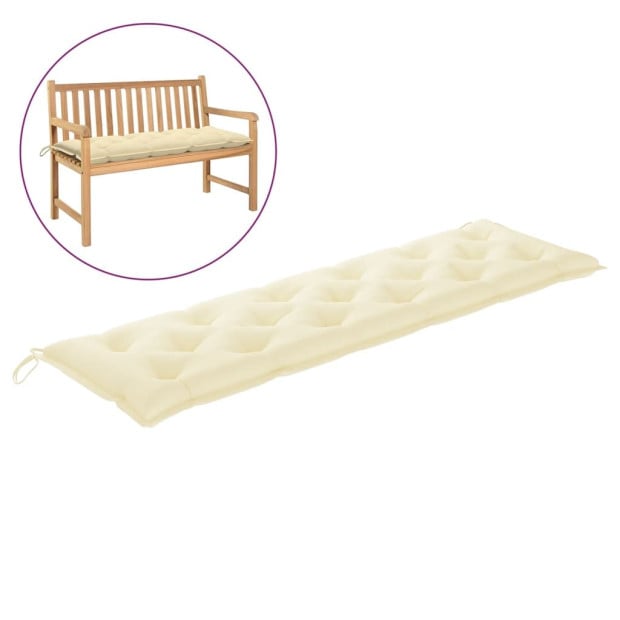 Garden Bench Cushion Cream White 180x50x7 Cm Fabric
