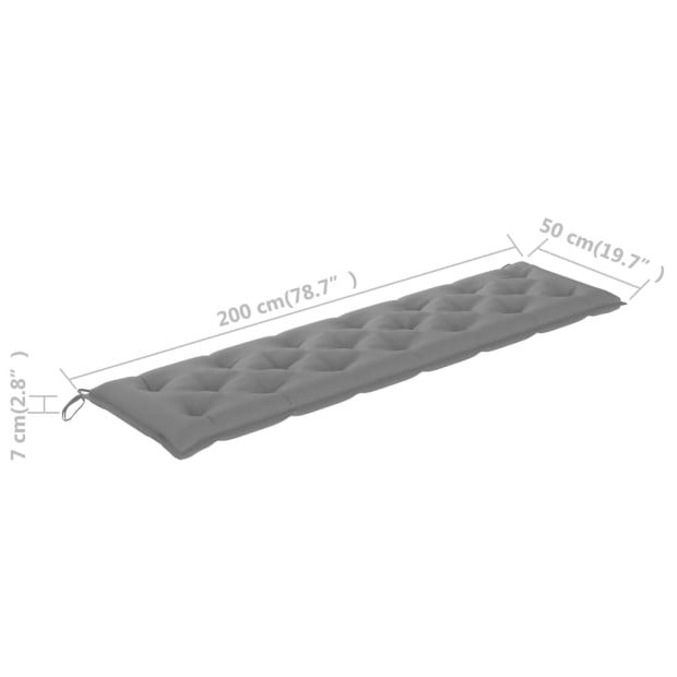 Garden Bench Cushion Grey 200x50x7 Cm Fabric Image 5