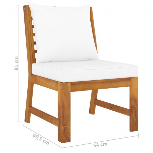 4 Piece Garden Lounge Set With 5 Back Cushions Cream Solid Acacia Wood Image 11