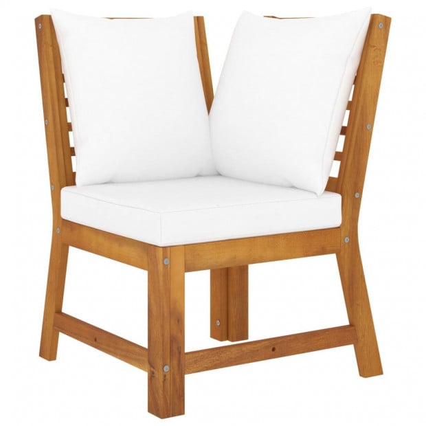 4 Piece Garden Lounge Set With 5 Back Cushions Cream Solid Acacia Wood Image 4