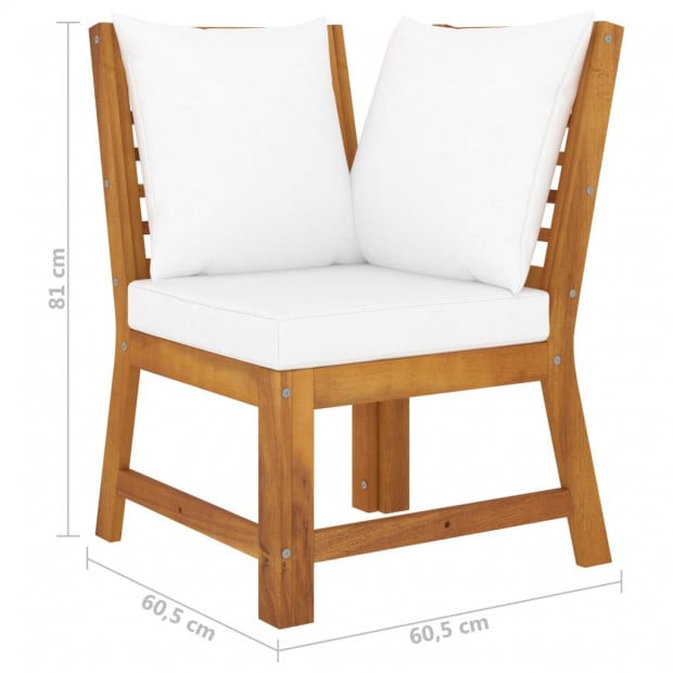 4 Piece Garden Lounge Set With 5 Back Cushions Cream Solid Acacia Wood Image 10