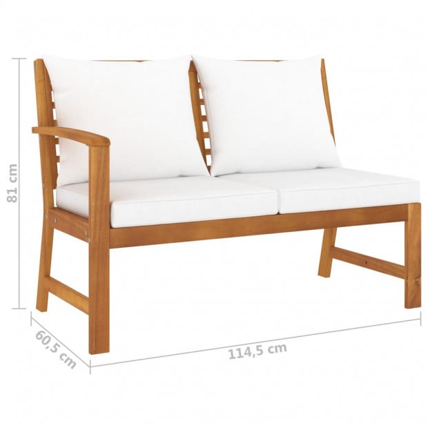 5 Piece Garden Lounge Set With Cushion Cream Solid Acacia Wood Image 11