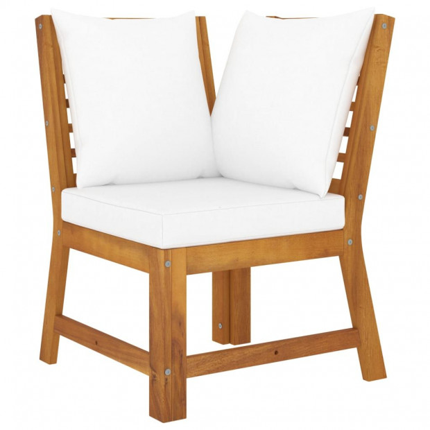 5 Piece Garden Lounge Set With Cushion Cream Solid Acacia Wood Image 5