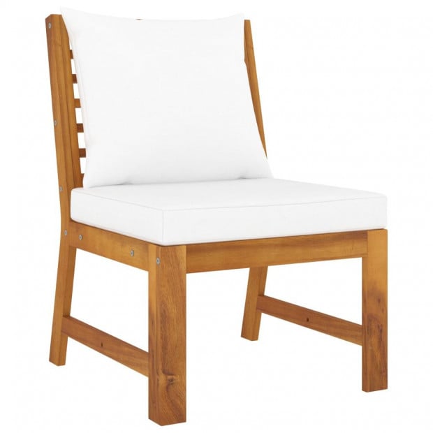 5 Piece Garden Lounge Set With Cushion Cream Solid Acacia Wood Image 6